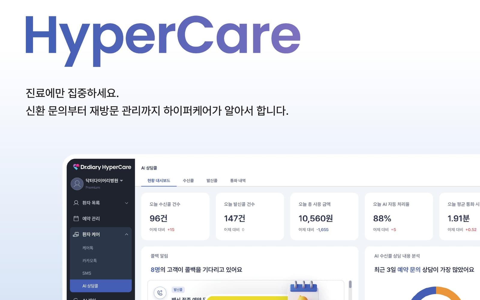 닥터다이어리 하이퍼케어 제품 화면