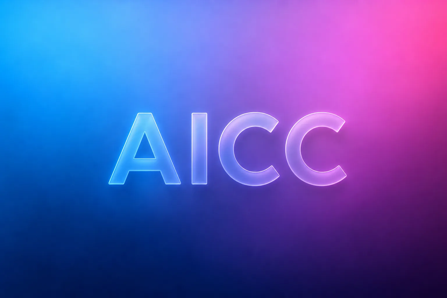 AICC 용어를 glassmorphic letter로 표현한 gradient thumbnail