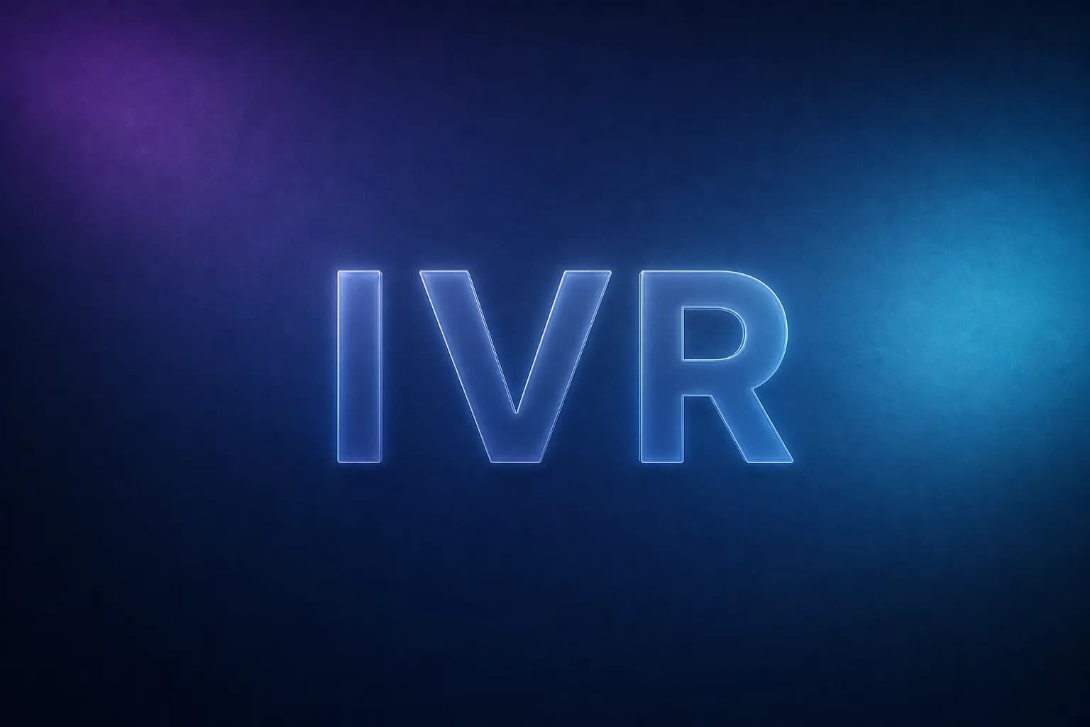 IVR 용어를 glassmorphic letter로 표현한 gradient thumbnail