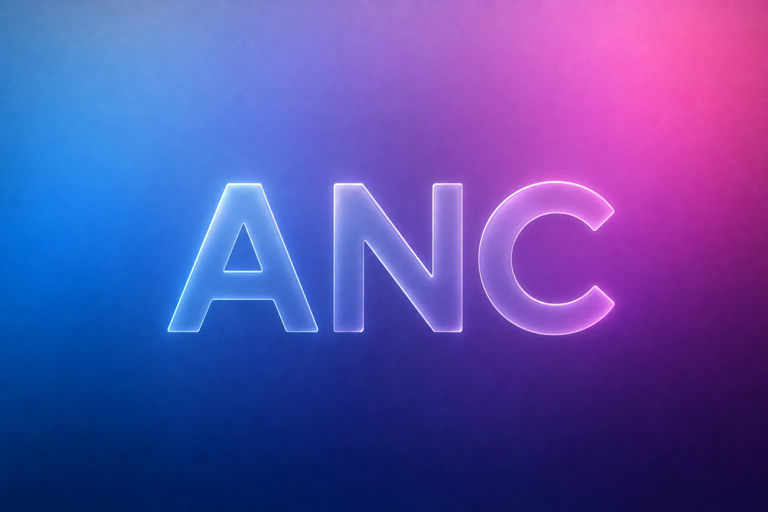 ANC 용어를 glassmorphic letter로 표현한 gradient thumbnail