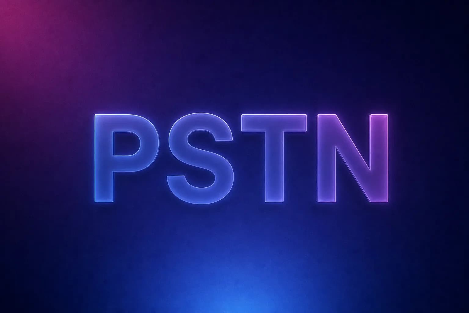 PSTN 용어를 glassmorphic letter로 표현한 gradient thumbnail